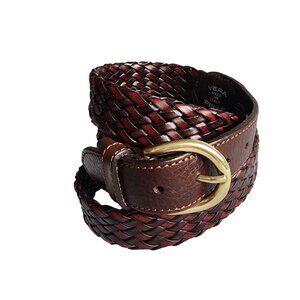 Vera Pelle Brown Braided Leather Belt ITALY 110/125 cm Classic Preppy Unisex